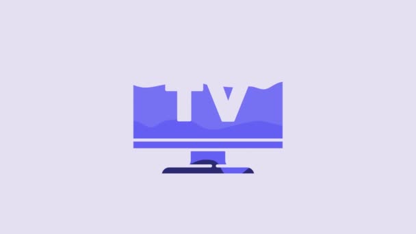 Azul Smart Icono Aislado Sobre Fondo Púrpura Señal Televisión Animación — Vídeos de Stock
