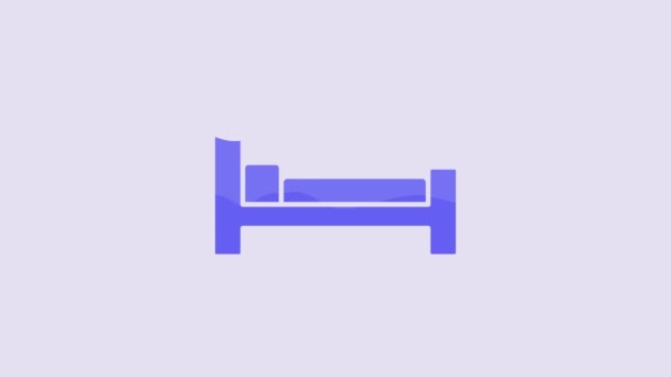 Ikona Blue Bed Izolované Fialovém Pozadí Grafická Animace Pohybu Videa — Stock video