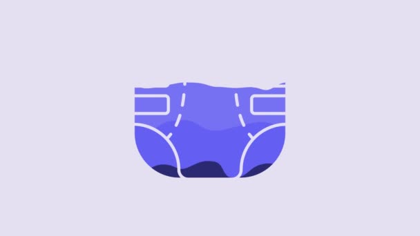 Blue Adult Diaper Icon Isolated Purple Background Video Motion Graphic — 图库视频影像