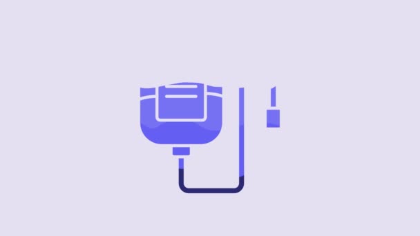 Blue Bag Icon Isolated Purple Background Blood Bag Donate Blood — 图库视频影像