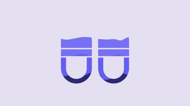 Ікона Blue Slippers Ізольована Фіолетовому Фоні Підйом Пальців Відеографічна Анімація — стокове відео