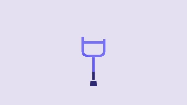Blue Crutch Crutches Icon Isolated Purple Background Equipment Rehabilitation People — Stock videók