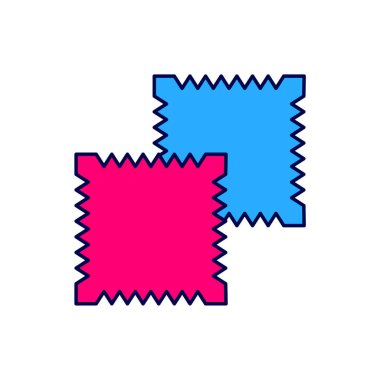 Doldurulmuş Tekstil kumaş rulo simgesi beyaz arkaplanda izole edildi. Yuvarlan, paspas, halı, halı, halı ya da kağıt rulo ikonu. Vektör