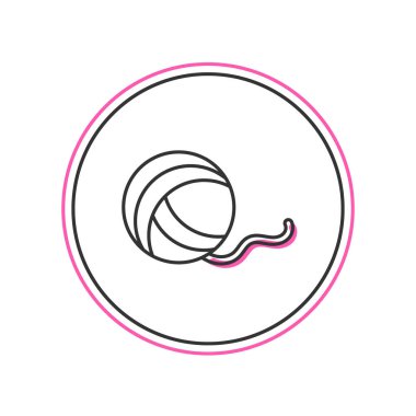 Doldurulmuş iplik topu simgesi beyaz arkaplanda izole edildi. El yapımı, örgü ya da terzi için etiket. Vektör