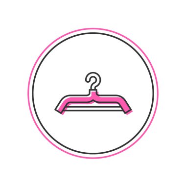 Doldurulmuş ana hatlı elbise dolabı simgesi beyaz arkaplanda izole edilmiş. Vestiyer ikonu. Kıyafet servis sembolü. Çamaşır askı tabelası. Vektör