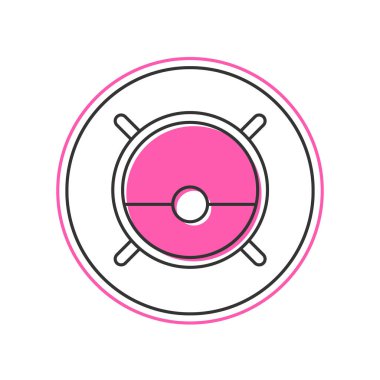 Filled outline Robot vacuum cleaner icon isolated on white background. Home smart appliance for automatic vacuuming, digital device for house cleaning.  Vector