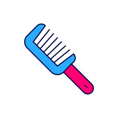 Doldurulmuş ana hatlı saç fırçası simgesi beyaz arkaplanda izole edildi. Taraklı saç işareti. Berber sembolü. Vektör