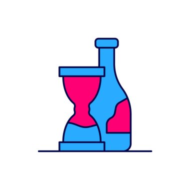 Filled outline Bottle of wine icon isolated on white background. Wine aging.  Vector