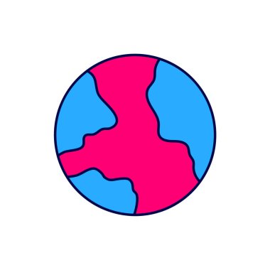 Doldurulmuş dünya çapında simge beyaz arkaplanda izole edildi. Yerküreye iğnele. Vektör