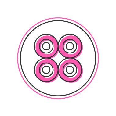 Filled outline Skateboard wheel icon isolated on white background. Skate wheel.  Vector