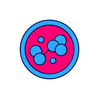 Doldurulmuş Molekül simgesi beyaz arkaplanda izole edildi. Kimya moleküllerinin yapısı, fen öğretmenlerinin yenilikçi eğitim posteri. Vektör