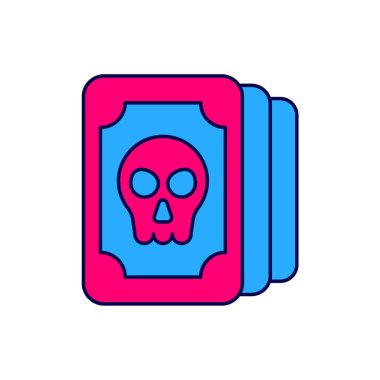 Doldurulmuş Tarot kartları simgesi beyaz arkaplanda izole edildi. Sihirli tarot kartları seti. Vektör