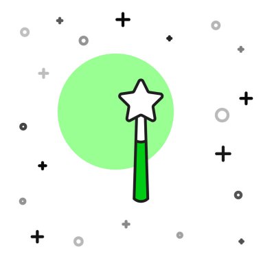 Doldurulmuş sihirli değnek simgesi beyaz arkaplanda izole edildi. Yıldız şeklinde sihirli aksesuar. Sihirli güç. Mutlu Cadılar Bayramı Partisi. Vektör