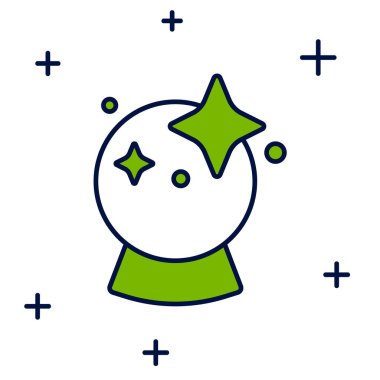 Doldurulmuş sihirli top simgesi beyaz arkaplanda izole edildi. Kristal küre. Vektör