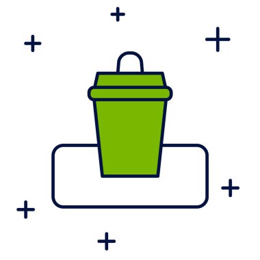 Doldurulmuş çöp kutusu simgesi beyaz arkaplanda izole edildi. Çöp kutusu tabelası. Sepet simgesini geri dönüştür. Ofis çöpü ikonu. Vektör