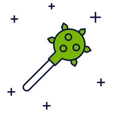 Ortaçağ zincirlenmiş top ikonu beyaz arka planda izole edildi. Morgenstern Ortaçağ silahı ya da sivri uçlu topuz. Vektör