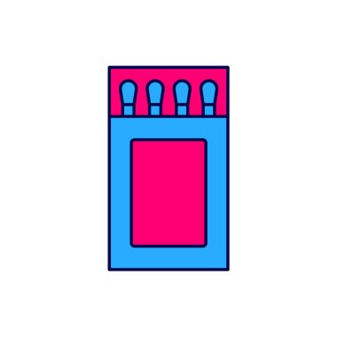 Ana hatları doldurulmuş kibrit kutusu ve beyaz arkaplanda izole edilmiş simgeyle eşleşiyor. Vektör