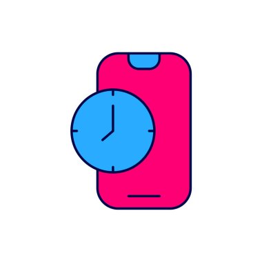 Doldurulmuş Alarm saati uygulaması akıllı telefon arayüzü simgesi beyaz arkaplanda izole edildi. Vektör