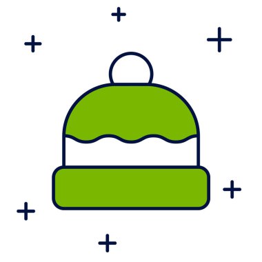 Doldurulmuş Beanie şapka simgesi beyaz arka planda izole edilmiş. Vektör