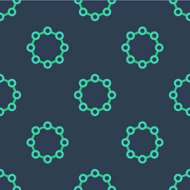 Çizgi Kimyasal Formül simgesi mavi arkaplanda izole edilmiş kusursuz desen. Yenilikçi tıp, sağlık, araştırma ve bilim için soyut altıgen. Vektör