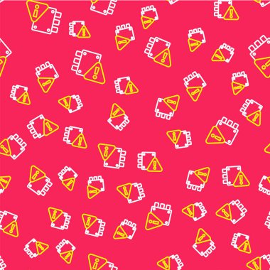 Hat Evi koruma simgesi altında. Kırmızı arka planda izole edilmiş pürüzsüz desen. Eve git ve kilitle. Koruma, güvenlik, güvenlik, koruma, savunma konsepti. Vektör