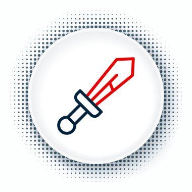 Beyaz arka planda izole edilmiş Ortaçağ kılıç simgesi. Ortaçağ silahı. Renkli taslak konsepti. Vektör