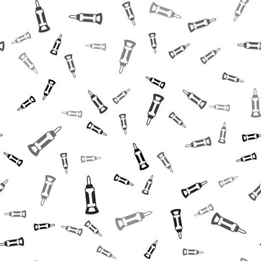 Black Construction jackhammer icon isolated seamless pattern on white background.  Vector
