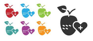 Black Healthy fruit icon isolated on white background. Set icons colorful. Vector
