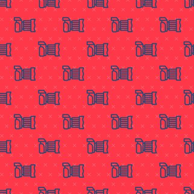 Mavi çizgi fotoğraf makinesi simgesi kırmızı arkaplandaki kusursuz deseni izole etti. Foto kamera. Dijital fotoğrafçılık. Vektör.