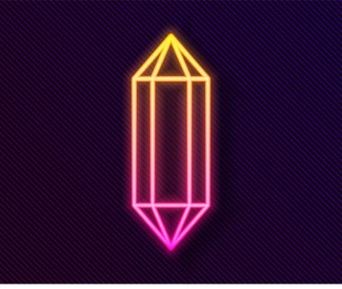 Parlayan neon hattı Gem Stone simgesi siyah arkaplanda izole edildi. Mücevher sembolü. Elmas. Vektör