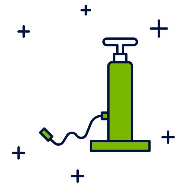 Doldurulmuş araba hava pompası ikonu beyaz arka planda izole edildi. Vektör