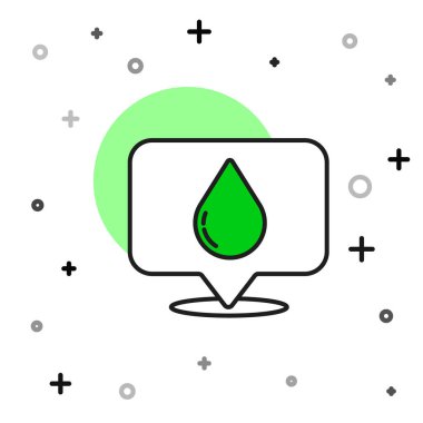 Beyaz arkaplanda izole edilmiş konum simgesiyle dolu ana hatlı su damlası. Vektör