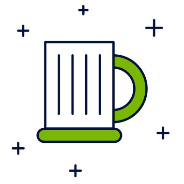 Doldurulmuş ahşap bira bardağı simgesi beyaz arka planda izole edilmiş. Vektör