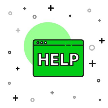 Filled outline Browser help icon isolated on white background. Internet communication protocol.  Vector