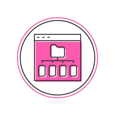 Doldurulmuş ana hatlı Tarayıcı dosya simgesi beyaz arkaplanda izole edildi. Vektör