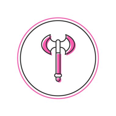 Doldurulmuş orta çağ balta simgesi beyaz arkaplanda izole edildi. Savaş baltası, cellat baltası. Ortaçağ silahı. Vektör