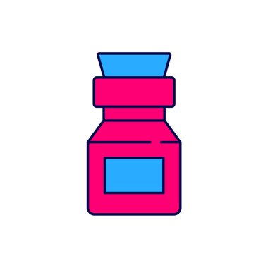 Beyaz arka planda izole edilmiş, şişe simgesiyle doldurulmuş zehir. Bir şişe zehir ya da zehirli kimyasal toksin. Vektör