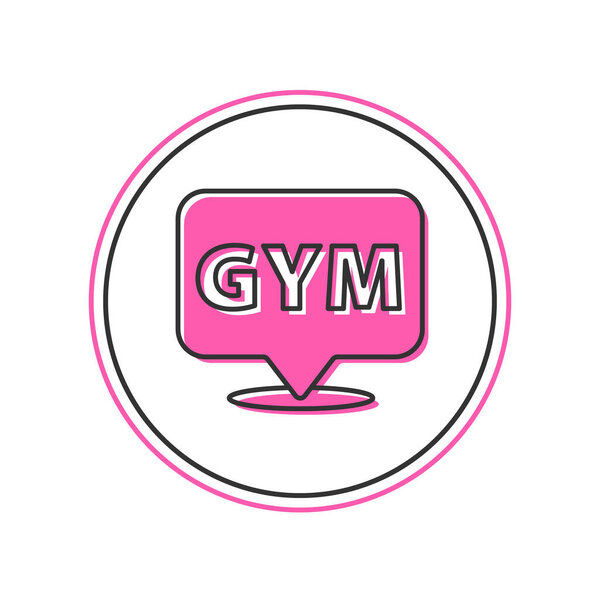 Filled outline Location gym icon isolated on white background.  Vector