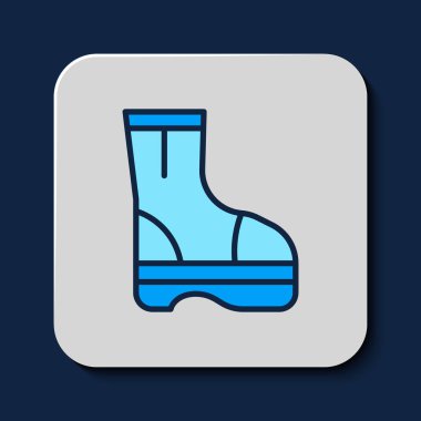 Filled outline Fire boots icon isolated on blue background.  Vector