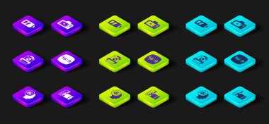 Set Photo camera, frame 16,  and Battery for icon. Vector