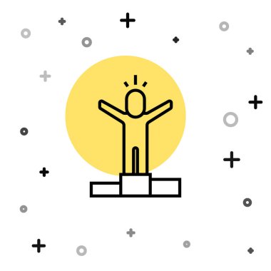 Siyah çizgi Üretken insan ikonu beyaz arka planda izole edildi. Fikir çalışması, başarı, üretkenlik, vizyon ve verimlilik kavramı. Rastgele dinamik şekiller. Vektör