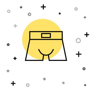 Black line Men underpants icon isolated on white background. Man underwear. Random dynamic shapes. Vector