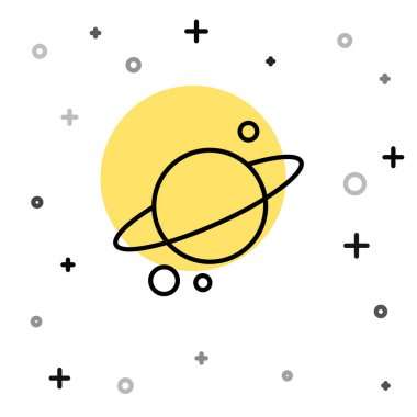 Gezegen Satürn 'ün beyaz arka planda izole edilmiş gezegen halka ikonu. Rastgele dinamik şekiller. Vektör