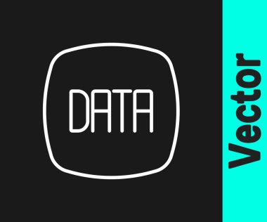 Siyah arkaplanda beyaz çizgi veri analiz simgesi izole edildi. İş veri analizi süreci, istatistik. Çizelgeler ve diyagramlar. Vektör