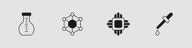 Set Test tube, Molecule, Processor CPU and Pipette icon. Vector