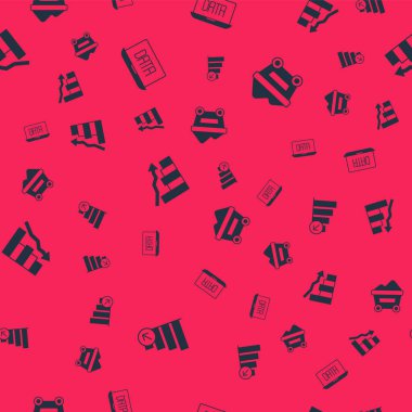 Set Financial growth decrease, Data analysis,  and Coal mine trolley on seamless pattern. Vector