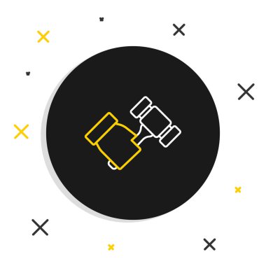 Açık Artırma Hattı çekiç simgesi beyaz arkaplanda izole. Gavel, yargıç ya da müzayedecinin çekici. Teklif süreci, anlaştık. Açık arttırma teklifi. Renkli taslak konsepti. Vektör