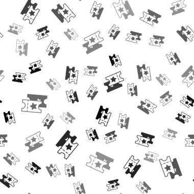 Siyah Sinema bilet ikonu beyaz arka planda kusursuz desen izole etti. Vektör