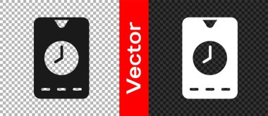 Siyah Alarm saat uygulaması akıllı telefon arayüzü simgesi şeffaf arkaplanda izole edildi. Vektör
