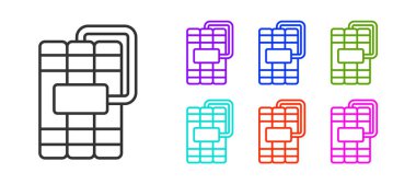 Siyah hat bomba çubuğunu patlatın ve beyaz arka planda izole edilmiş zamanlayıcı ikonu. Saatli bomba - patlama tehlikesi kavramı. Simgeleri renklendirin. Vektör